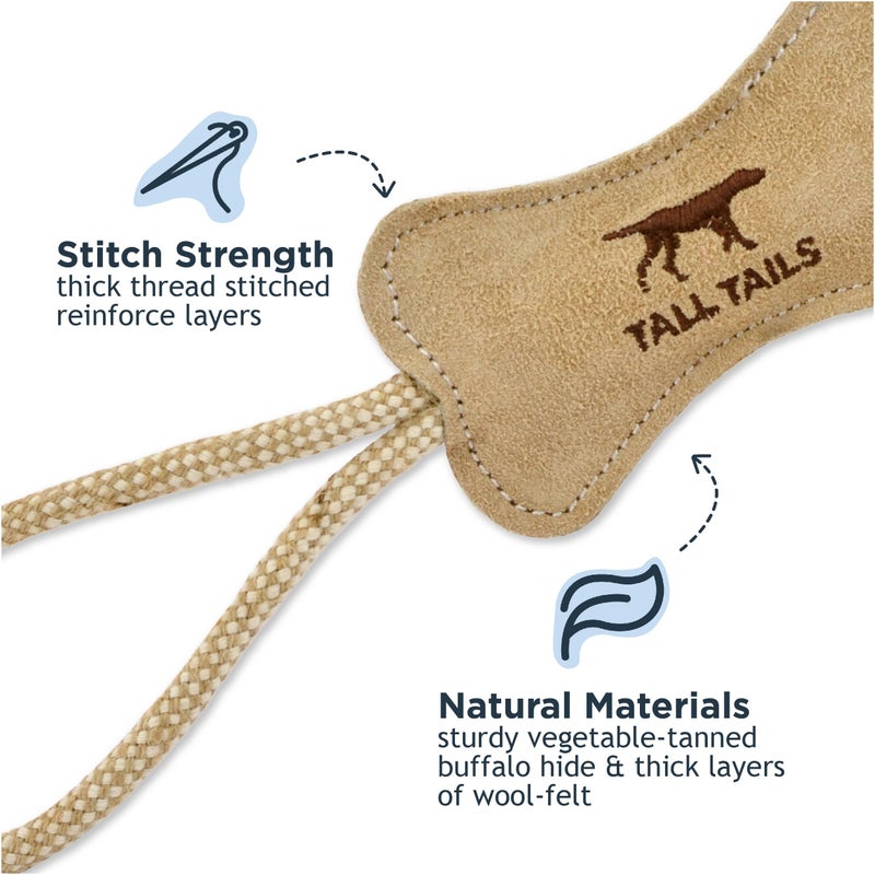 Tall Tails Dog Natural Leather Bone Rope Tug Toy for Dogs, 12 Inches - Image 3